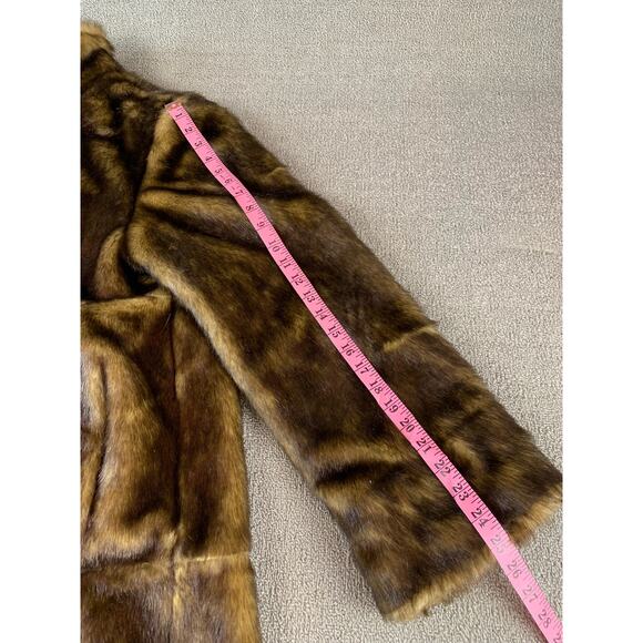 Dennis Basso Faux Fur Coat Retro Glamor Chic Winter Brown Size Medium - Picture 10 of 11